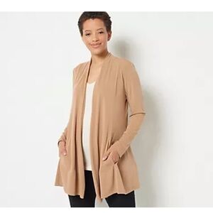 NWOT Susan Graver Tan Open Cardigan with Pockets